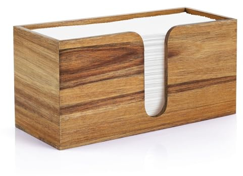 HOMIEE Acacia Wood Paper Towel Dispenser Countertop, Anti-Slip Tissue Box | Large Capacity to Fit Multifold C-Fold, Z-Fold, Trifold Paper, Easy to Clean Napkin Holder for Kitchen, Dining Room, Bathroom