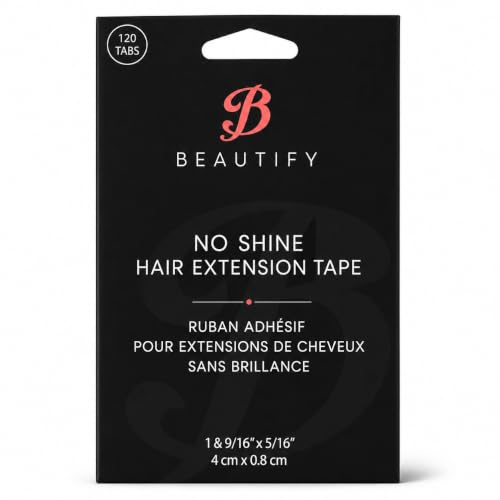No Shine Hair Extension Tape, 120 Tabs, Double-Sided Adhesive Replacement Tape for Tape-In Hair Extensions, No Shine Finish, Pre-Cut Hair Extension Tape Tabs, 4 cm x 0.8 cm