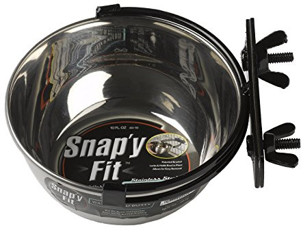 MidWest Homes for Pets Snap'y Fit Stainless Steel Food or Water Bowl, Holds 295 ml, Mounts to Wire Crates, No-Tip Design, Rust-Resistant, For Small Dogs and Cats