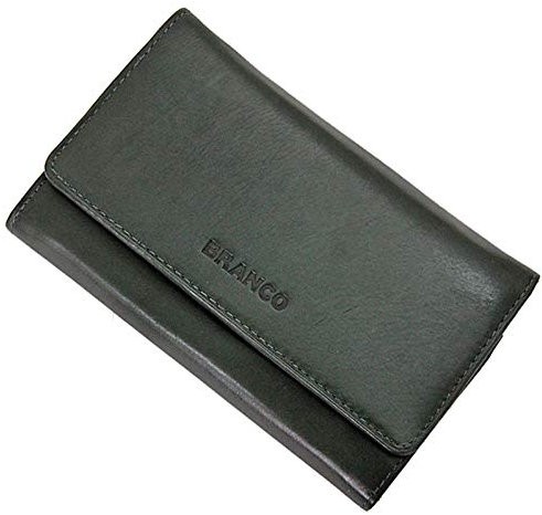 Damen Langbörse Leder Portemonnaie Geldbeutel Damenbörse Knipsverschluß (Grün)