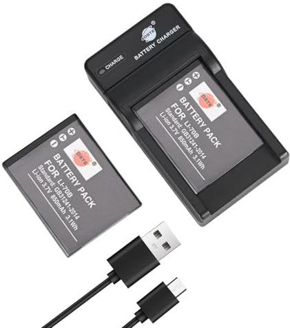 DSTE 2-Pack LI-70B Batterie et Chargeur pour Olympus D-700 D-705 D-710 D-715 D-745 FE-4020