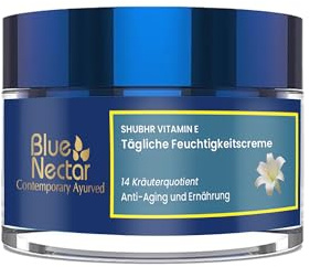 Blue Nectar Moisturizer Face Cream for Women with Plant Based VItamin E Cream | Wrinkle Cream for Face with Almond Oil, Natural Dry Skin Face Moisturizer (14 Herbs, 1.7 Oz)