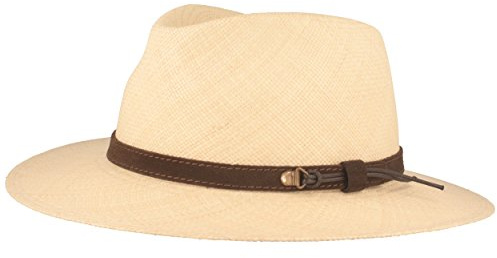 Bred original Panamahatt stråhatt av Ecuador läderband handflätat UV-skydd brottskydd solhatt, natur, 57/58