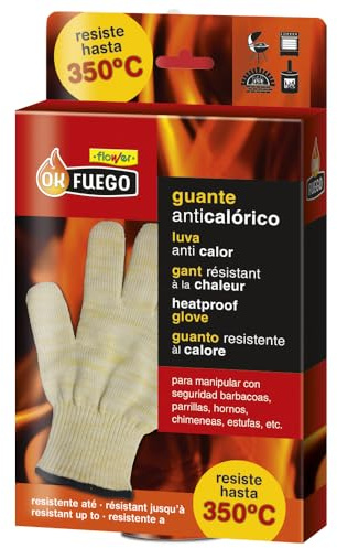Flower - Guantes Resistencia al Calor 350°C | Ideal para Barbacoas y Cocina | Protección y Agarre Seguro | Versátiles en Hogar, Color Único, Caucho Sintético