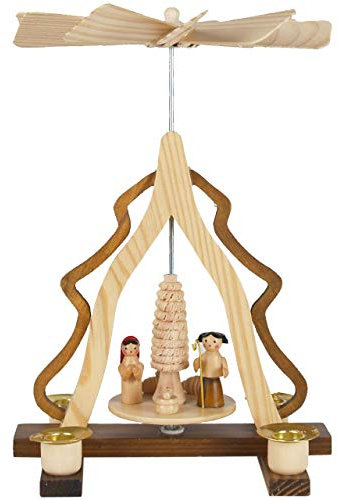 OBC Weihnachtspyramide/Tanne mit Krippenszene Natur/Pyramide Weihnachten/im Kunsthandwerks-Stil, handgefertigt/Deko zu Weihnachten