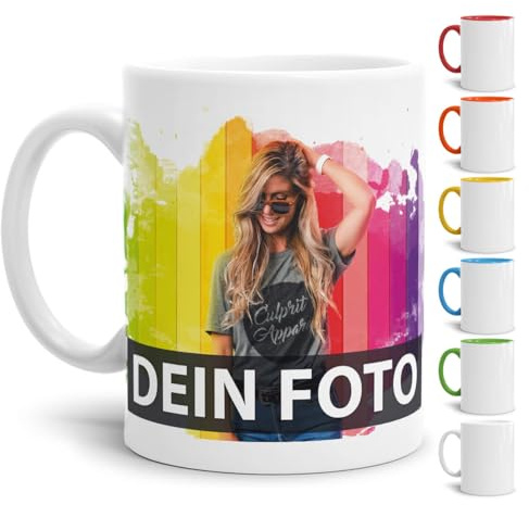 Tasse selbst individuell gestalten/Personalisierbar mit eigenem Foto bedrucken/Fototasse/Motivtasse/Werbetasse/Firmentasse mit Logo/Weiss - Matt