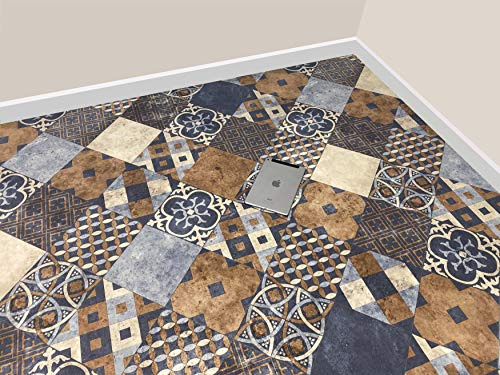 Grandismo Zarento Indiana - Modern European Style Vinyl/Lino Flooring For Bathroom/Kitchen - Moroccan Pattern Effect Cushion - Anti Slip (2 metres, 3 metres)
