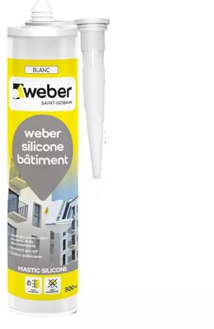 Mastic silicone bâtiment universel, blanc, 300ml, WEBER SILICONE, WEBER