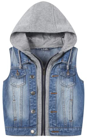 Lengender Chaqueta Vaquera Niños Chaleco sin Mangas con Capucha Abrigo Infantil Causal Jacke Niñas Primavera Otoño Top de mezclilla (Azul, 90)