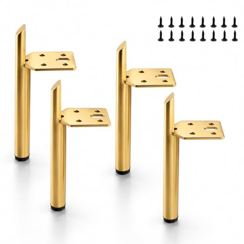 SHUIOG 4 Stück Ersatz Möbelfüße Metall Gold,18cm Möbelfüsse, Möbel Füße | Furniture legs, Schrankfüße, Sofabeine, Schrankbeine, Möbelbeine für Stühle Regal Couch Sofa Füße Beine mit Schrauben