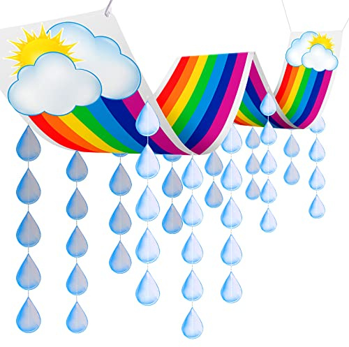 Rainbow Ceiling Decoration Hanging Rainbow Cloud Ceiling Decoration with Raindrop Garland Party Decorations Raindrop Garland Bunting for Birthday Baby Shower Daycare Decorations Supply