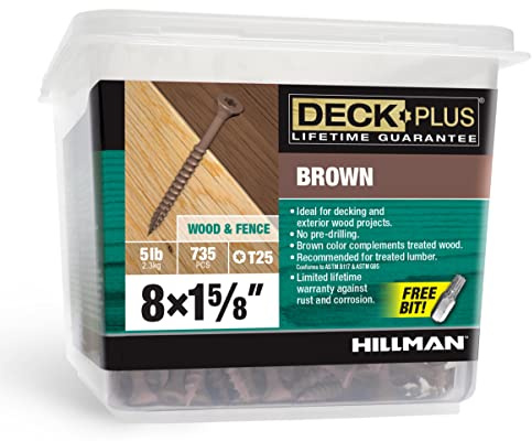 Deck Plus Vis à bois, vis extérieures marron, 1-5/8 x #10, 5 lb
