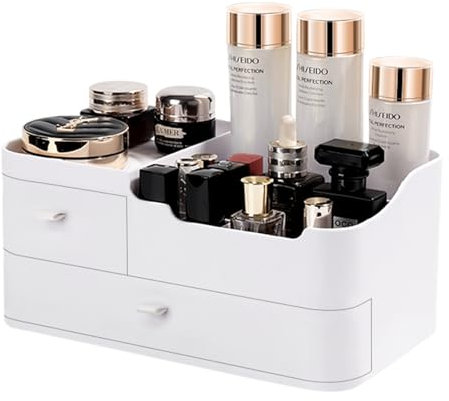 BTremary Kosmetik Organizer mit Stapelbaren Schubladen 28x17x11CM Make up Organizer mit 11 Fächern Skincare Schmink Organizer für Schminktische und Badezimmer-Arbeitsplatten.