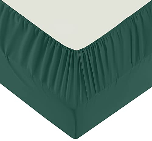 Moonlight Bedding Double Fitted Sheet - 25cm Deep Pockets Ultra Soft Brushed Microfiber Emerald Double Fitted Bed Sheets Breathable, Fade Resistant Easy Care Double Bed Sheet (137 x 190 Cm)