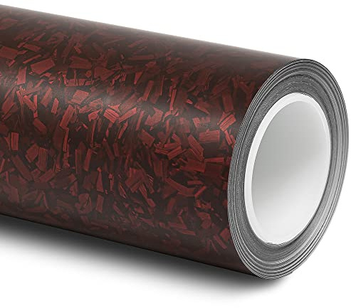 Folindo® 3D Forged Carbon Autofolie Rot Matt (23,92€/m²) | 100 x 152 cm | Selbstklebende Luftkanal Folie zur Auto Folierung | Blasenfrei