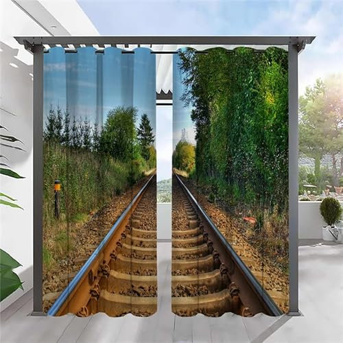 REDLEO OutdoorvorhäNge Wetterfest Outdoor VorhäNge Wasserdicht Balkon Vorhang Außen 2er Set Outdoor Vorhang mit Ösen Outdoor Gardinen für Pavillon Terrasse, 132x240cm(Obere und Untere Ösen), Schiene