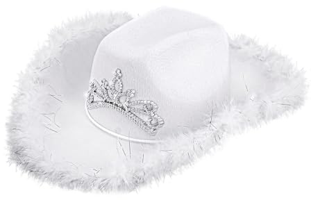 W WIDMANN MILANO Party Fashion - Chapeau de cowboy avec tiare et lametta, Western, Indien, Texas, Ranger, Enterrement de vie de garçon