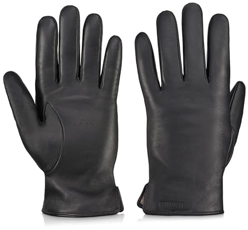 BETLEWSKI - Herren Handschuhe aus Schafsleder gefüttert - Warme Winter Lederhandschuhe für Männer in Schwarz mit Wollfutter - Winterhandschuhe für Touchscreens - Modell LIAM iTOUCH - L