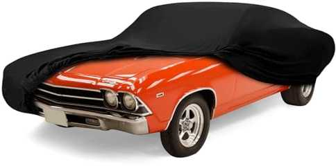 Car Cover Indoor Compatible with Chevrolet Chevelle Malibu SS Sedan/Coupe 1964-1967 1968-1972,Stretch Satin Dust-Proof Protection Ultimate Custom Full Car Cover for Underground Garage, Car Show