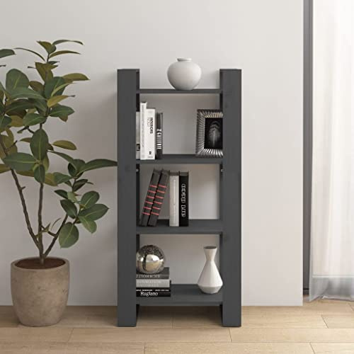 CKioict Eckvitrine Modernes Standregal Wohnzimmermöbel Bücherregal/Raumteiler Grau 60x35x125 cm Massivholzfür Wohnzimmer, Schlafzimmer, Büro
