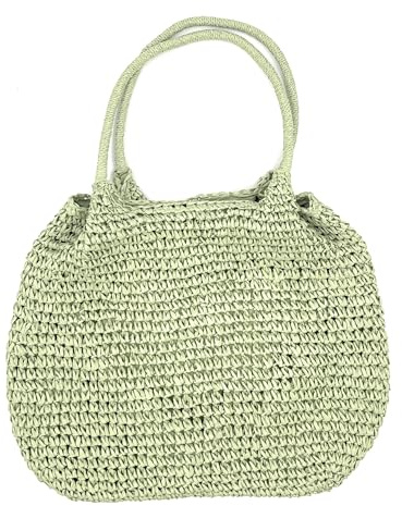 stylx Korbtaschen UNI Damen Stroh Umhängetasche Mori EIN-Schulter-Strohsack Handgewebte Basttasche Korbtasche Sommer Strand Geldbörse Frauen Weben Handtasche für Arbeit Reise Outdoor