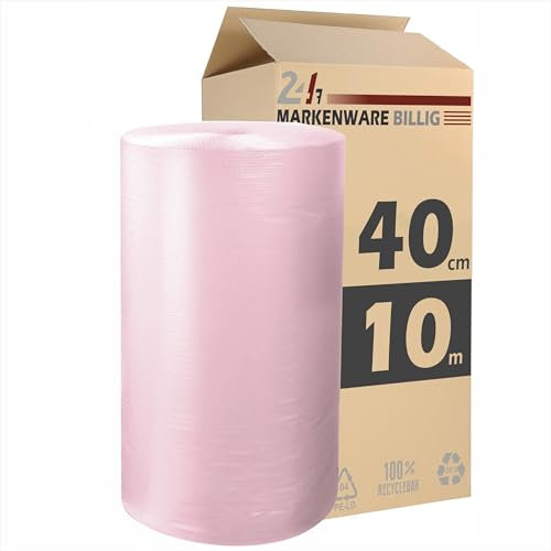 Luftpolsterfolie kleine Rolle 40cm x 10m Noppenfolie - Bubble Wrap Verpackungsmaterial - Polster - Pack - & Verpackungsfolie (2x 40cm x 10m)