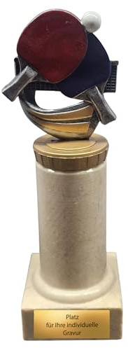 eberin · Der Meister am Tisch: Resin-Tischtennispokal · TT Trophäe · Tischtennisschläger rot/blau · Tischtennisturnier · Tischtennisverein · TT Pokal mit Wunschtext · Größe 20 cm