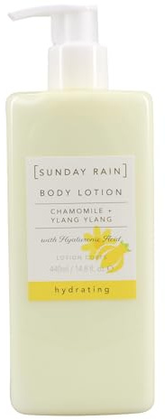 Sunday Rain Chamomile and Ylang Ylang Body Lotion, Moisturising Cream, Hydrating Moisturiser with Hyaluronic Acid, Vegan and Cruelty-Free, 440ml