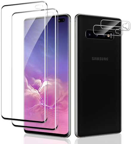 Schutzfolie für Samsung Galaxy S10 Plus, 2 Stück 3D Vollständige Displayschutz Folie mit 2 Stück Kameraschutz, Panzer Schutz Glas, Sensitive Touch, HD, Blasenfreie, Anti-Kratzer