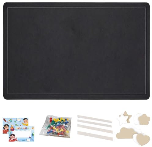 FaAmour Faltbare Pinnwand 60x40 CM,Filz Pinnwand mit Pins und Notizzetteln,Pinnwände für Küchen, Büros und Wohnungen,Schwarz