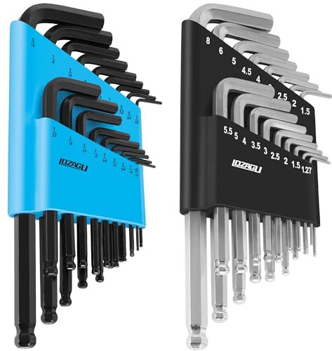 LOZAGU 36-Piece Allen Key Set, Ball End, SAE and Metric Hex Key Set