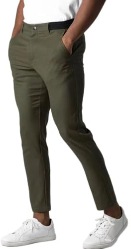 Oanviso Pantalón Chino Hombre Casuales Regular Fit Pantalone Elasticos Pantalón Largo Trabajo Hombre de Pantalones Occidentales Vaqueros Ajustados Oversized C Ejercito Verde M