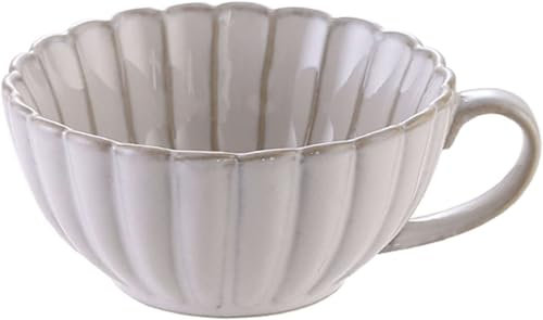 Tasse à soupe élégante en céramique avec poignée, 250 ml, 9 oz, petit bol de petit-déjeuner for café, dessert, micro-ondes et four, tasse à thé en porcelaine, bol à soupe vintage, 4,3 x 2 pouces(White