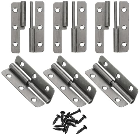 sourcing map 6Pcs Lift Off Hinge, 2 Detachable Lift Off Hinges Left Handed Slip Joint Flag Hinges Rising Butt Door Hinges, Black