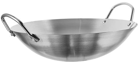 Ciieeo Sartén De Cocina Doble Asa 32 Cm De Acero Inoxidable Wok Práctico Para Freír Verduras y Carne Uso Doméstico Aparato De Cocina Versátil