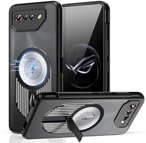 iTape Aromatherapie Handyhülle für Asus ROG Phone 7, kühlende und atmungsaktive Hülle, magnetische Autohalterung, unterstützt kabelloses Laden Objektivschutzbügel Schwarz