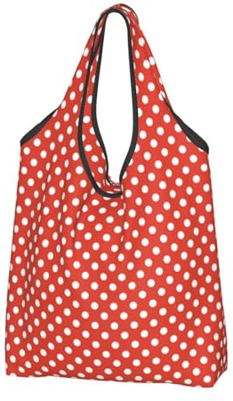 Buewutiry - Borse da donna grandi e leggere, riutilizzabili (2 pezzi), a pois rossi