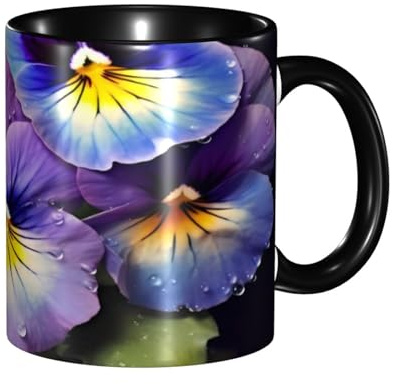 Xdcywbzdbc Pansy Perfectionceramic Tea Sets Coffee Cups Fashion Home Accessories Cute Gifts Ladies and Men Girlfriends Large Hot Drinks Classic Mugs Secret Gifts Choices