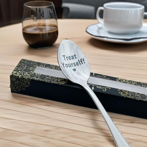 Personalised Stainless Steel Teaspoon with Laser Engraving - Engraved Teaspoon for Mom, Dad - Long-Lasting Design & Dishwasher Safe - Custom Gift Spoon in 7 Colours - Gift Box Included