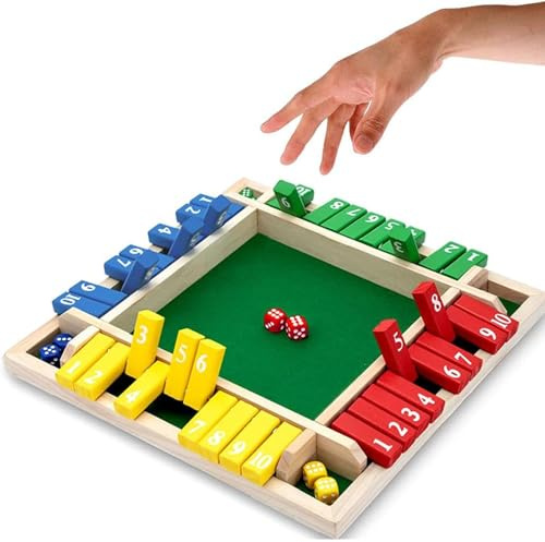 WNXBFO Shut The Box Game, Shut The Box Game 4 Player, Easter Close TheGame, Classic 2-4 Player Dice Game, Wooden Board Games, Educational Math Number Dice Games for Kids And Adults