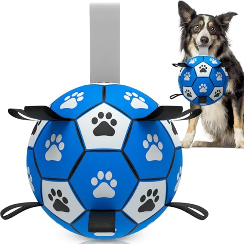 HETOO Dog Balls Dog Football Toys Dog Toy Ball (8 Inch large Blue) | Durable high bounce floating dog balls, dog water toys, interactive dog ball indoor outdoor play, ideal dog birthday gifts