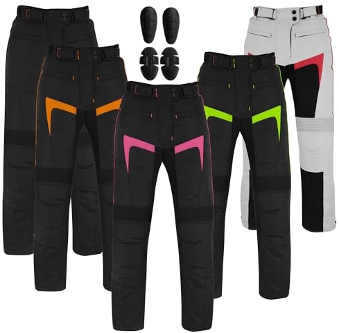 Woman Motorcycle Pants Waterproof Motorbike Trouser with Removable Lining Protective Armored Riding Motocross Gear for Girl (US, Waist Inseam, 34, 32, Pink)