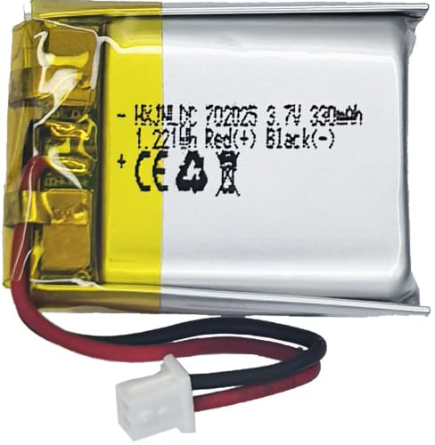 DC 3.7V 330mAh 702025 Batterie au Lithium polymère Rechargeable pour DIY 3.7-5v Produits électroniques avec 2 Fils intégrés de Remplacement de la Batterie et de la lumière LED