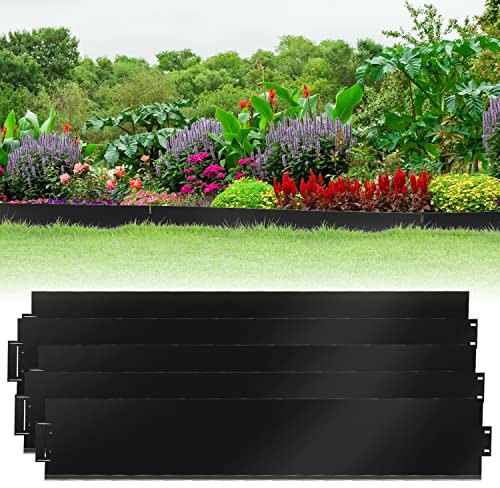 Bordure de jardin en métal, 20 m de long x 18 cm de haut, bordure paysagère durable pour pelouses et parterres de fleurs, bordure de jardin en acier flexible, décoration extérieure – Options de 5 m à