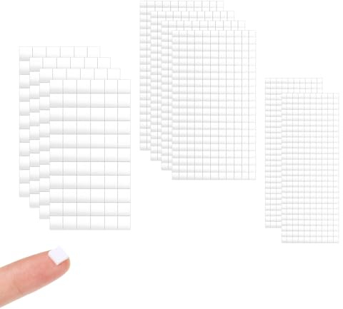 1800 Stück Fotokleber Doppelseitig Selbstklebend, Klebepunkte Doppelseitig Foto 3D Klebepads Weiße, Schaumstoff Klebeknete Abnehmbare Klebepaste Punkt Klebende Aufkleber für Dekoration DIY 12/6/5 mm