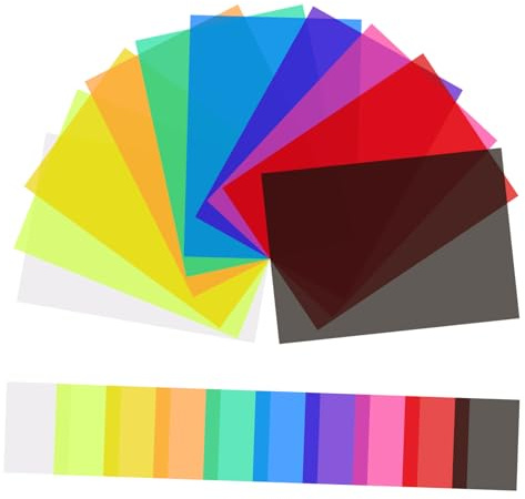 KONTONTY 20pièces Lot de Filtres De Couleur Gel De Lumière pour Correction De Couleur Transparentes Colorées pour Studio Photo Et Événements