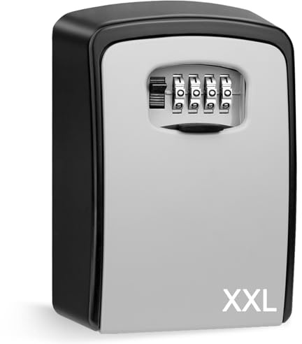 ENONEO Cassetta di Sicurezza per Chiavi Esterno Cassetta Sicurezza Chiavi 4 Cifre Combinazione Cassetta Portachiavi Muro Impermeabile Grand Cassaforte Chiavi da Parete per Self Check IN