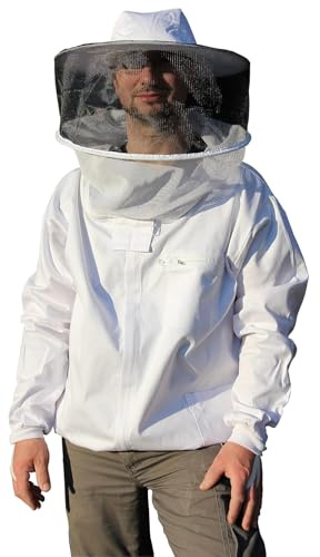 Giacca da apicoltore di alta qualità, cotone traspirante, forte e leggera, ampia e comoda, misure da 128 a 5XL, cappuccio rimovibile (M)