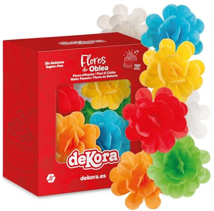 dekora Tortendeko Essbar, 6 Rosen aus Esspapier, 7 cm, Oblatenblumen in sortierte Farben, Essbare Blumen für Torte, Hochzeit, Geburtstag und Gender reveal | Glutenfrei, Laktosefrei, Ohne Zucker