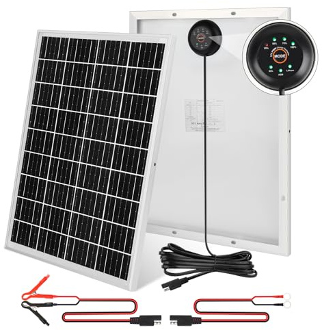 【25W Solar Autobatterie Ladegerät 18V Kit】DERUXI 25 W Solarpanel: Mono Solarmodul 25W Solar Panel mit Eingebautem PWMs Laderegler+2 Paar Solarkabel, PV Solarmodule für 12V GEL, AGM, LiFePO₄-Batterien